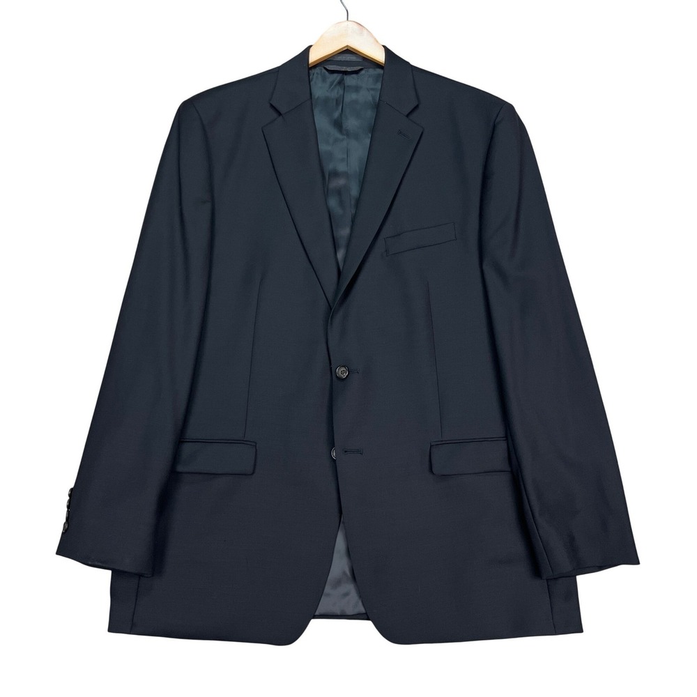 Lauren Ralph Lauren Blazer Mens 44R Black‎ Solid Two Button Wool Sport Coat EUC